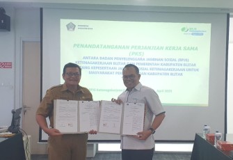 Pemkab Blitar Kerjasama dengan BPJS Ketenagakerjaan Cabang Blitar untuk Beri Perlindungan Jaminan Sosial Ketenagakerjaan ke Pekerja Rentan