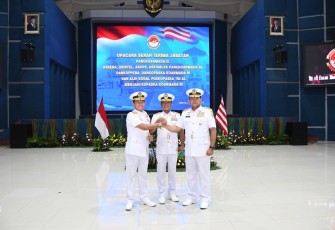 Serah terima jabatan Panglima Komando Armada III (Pangkoarmada III) yang berlangsung di Gedung Olahraga (GOR) O.B. Syaaf Koarmada RI, Jakarta Pusat, Rabu (27/8). 