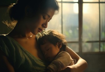 Seorang ibu yang selalu memiliki kecerdasan emosional ditengah krisis ekonomi keluarga (sumber foto : AI Freepik)