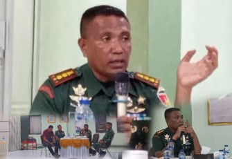 Dandim 1310/Bitung saat memaparkan kegiatan TMMD Ke-123 Kodim 1310/Bitung tahun 2025 saat menggelar coffee morning bersama wartawan biro Bitung