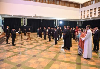 Menteri Pendidikan Dasar dan Menengah, Abdul Mu’ti melantik 59 pejabat fungsional di Plasa Insan Berprestasi, Gedung A, Kantor Kemendikdasmen, Jakarta, Jumat (21/2)