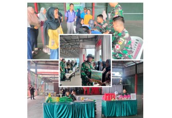Foto aksi sosial yang di gelar satgas TMMD Ke-123 Kodim 1310/Bitung saat penutupan TMMD yang di gelar di Lapangan Badminton pemkot Bitung