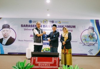 Wakil Menteri Sosial RI, Agus Jabo Priyono dalam kuliah umum di Universitas Muhammadiyah Semarang (Unimus), yang dihadiri oleh puluhan mahasiswa, dosen, dan civitas akademika, Kamis (08/05/2025)