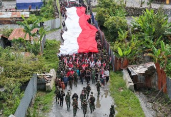 Kodim 1714/PJ, Polri Bersama Pemda Gelar Kirab Merah Putih