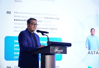 Menteri Ekonomi Kreatif, Teuku Riefky Harsya,  menghadiri peluncuran Wolvesight, sebuah platform aplikasi inovasi cyber security berbasis artificial intelligence (AI), Jakarta, Kamis (4/6/2026)