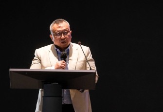 Deputi Bidang Kreativitas Digital dan Teknologi Kementerian Ekonomi Kreatif, Muhammad Neil El Himam saat sambutan pada acara Welcoming the Future of Air Mobility di Cengkareng Heliport, Tangerang, Rabu (24/06/2026)