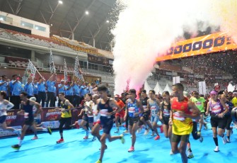 Penyelenggaraan Hari Bhayangkara Run Tahun 2026 di Mapolda Sumsel Diikuti 8035 Peserta Berjalan Meriah