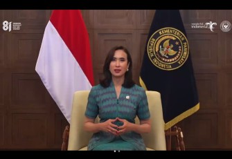 Menteri Pariwisata Widiyanti Putri Wardhana saat sambutan secara virtual pada acara Sustainable Tourism Development Forum (STDev Forum) seri kelima, Kamis (27/8/2026)