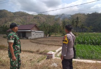 Babinsa Pelda Suhadi Pantau Kebakaran Hutan Rakyat 1 Hektar di Arjosari Pacitan