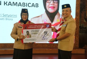 Wakil Bupati Blora Sri Setyorini saat membuka Musyawarah Cabang XIII Gerakan Pramuka Kwartir Cabang Blora 2026, di pendopo rumah dinas Bupati Blora