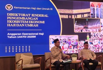 Dirjen PE2HU Kemenhaj Jaenal Effendi saat berikan sambutan di Jakarta, Rabu (14/1)