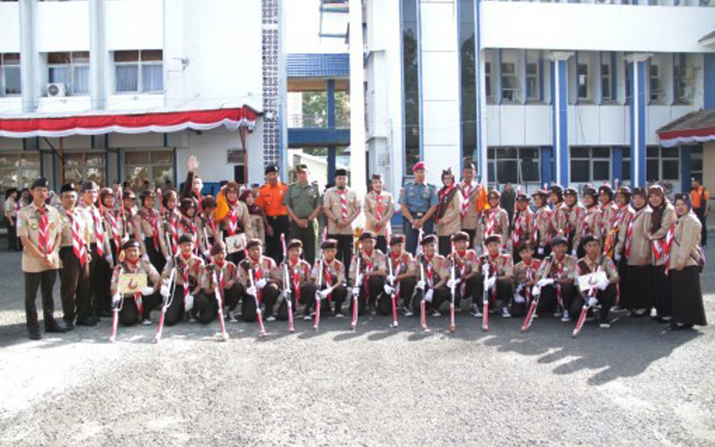 Apel besar peringatan Hari Pramuka ke 55 di halaman Kantor Walikota, Selasa (30/08/2016)
