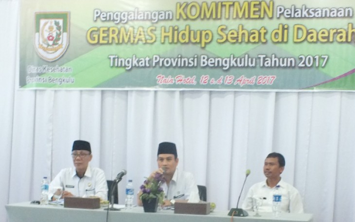Penggalangan komitmen lintas sektor dan OPD di Bengkulu dalam rangka mensukseskan Germas di Daerah, Rabu (12/04/2017) di Hotel Nala.