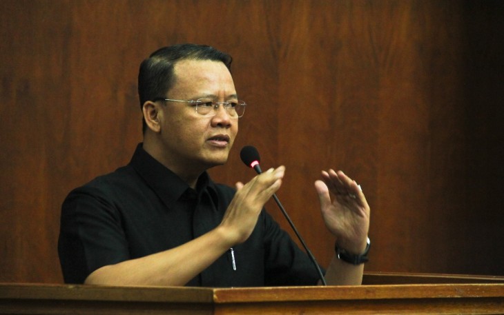 Plt Gubernur ketika membuka pelatihan teknis SDM bidang teknologi informasi dan komunikasi dalam rangka penyelenggaraan e-goverment di lingkungan Pemerintah Provinsi Bengkulu.