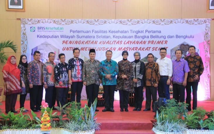 Plt Gubernur Rohidin Mersyah saat acara pertemuan fasilitas kesehatan tingkat pertama Kedeputian wilayah Sumatera Selatan, Bangka Belitung dan Bengkulu BPJS Kesehatan di Grage Horizon Bengkulu, jumat(25/8).