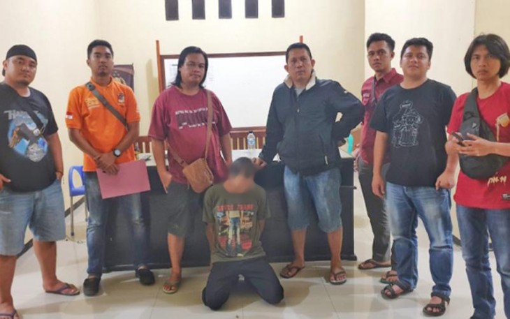 Pelaku Pencabulan saat berhasil diringkus polisi