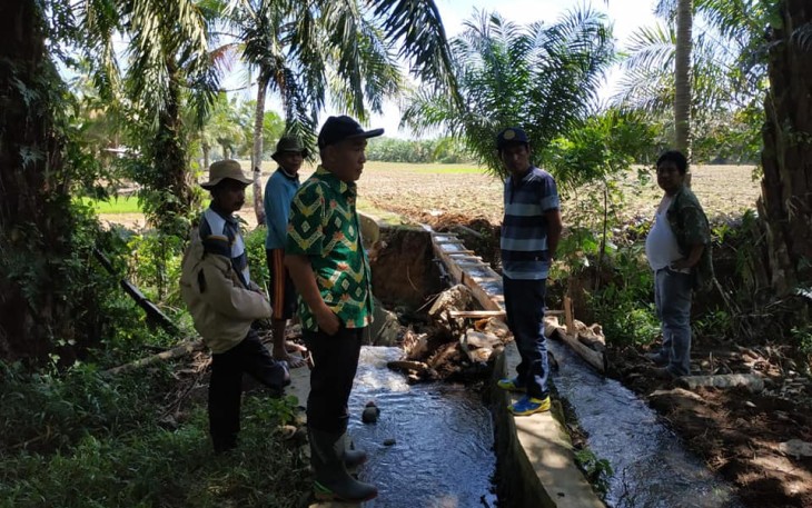 Ditjen Kementan bersama rombongan saat meninjau irigasi rusak di Bengkulu Tengah