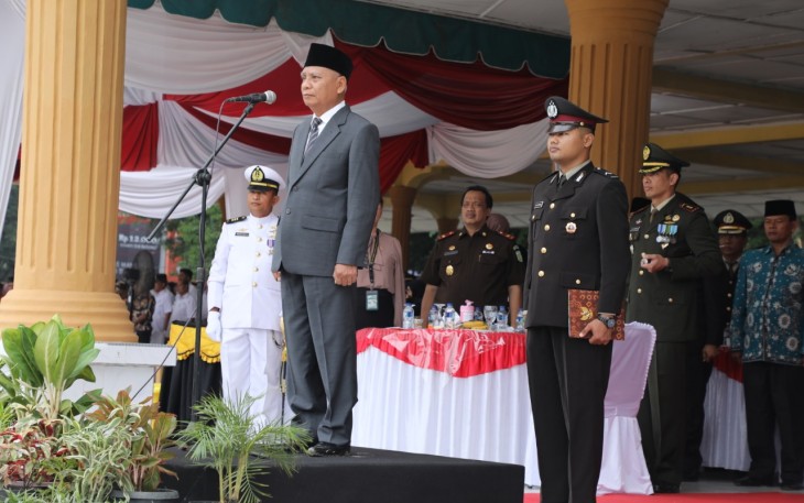 Plt Bupati Asahan Jadi Irup Peringatan HUT Bhayangkara ke-73 di Lapangan Adhi Pradana Polres Asahan