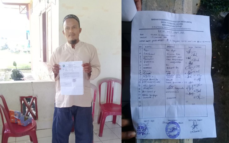 BPD dan Warga Tolak Pjs Kades dari Luar Penduduk Desa Tanjung Agung