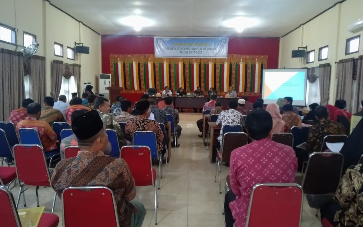 Pemkab Aceh Singkil menggelar FGD Review RPJMK tahun 2017-2022 diaula Bappeda setempat.
