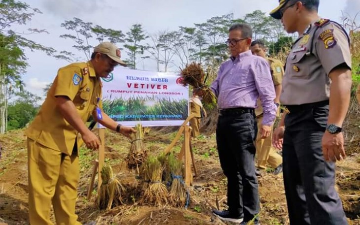 Bupati Kepahiang Hidayattullah Sjahid Ikut Menanam Bibit Rumput Vetiver