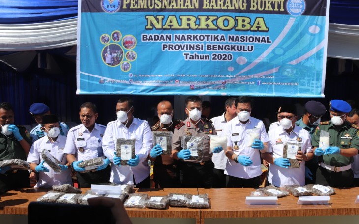 Pemusnahan Barang Bukti Narkoba Badan Narkotika Nasional Provinsi Bengkulu 2020  