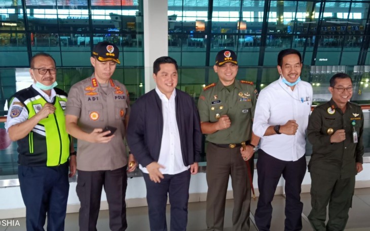 Kunker Menteri BUMN Disambut Dandim 0506/Tgr di Bandara Soekarno-Hatta