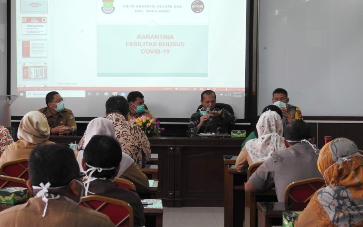Komandan Kodim (Dandim) 0503/JB Kolonel Kav Valian Wicaksono Magdi saat memberi arahan