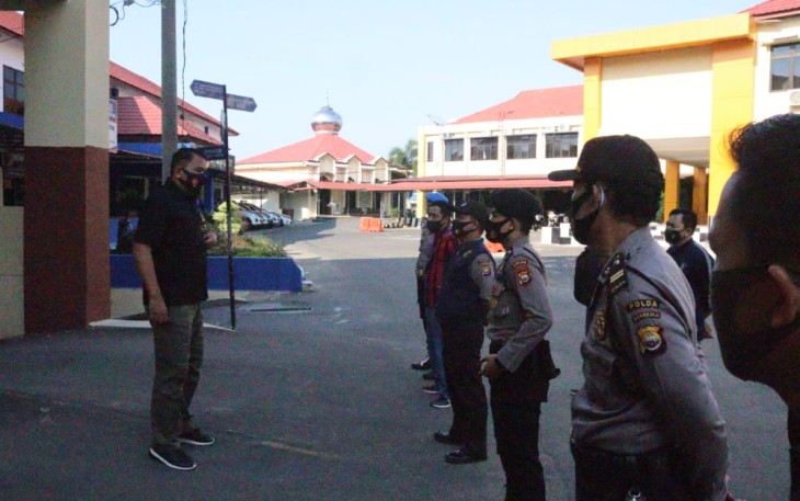 Dir Reskrimum Polda Bengkulu pada saat memimpin apel pagi Operasi Cipkon Nala 2020