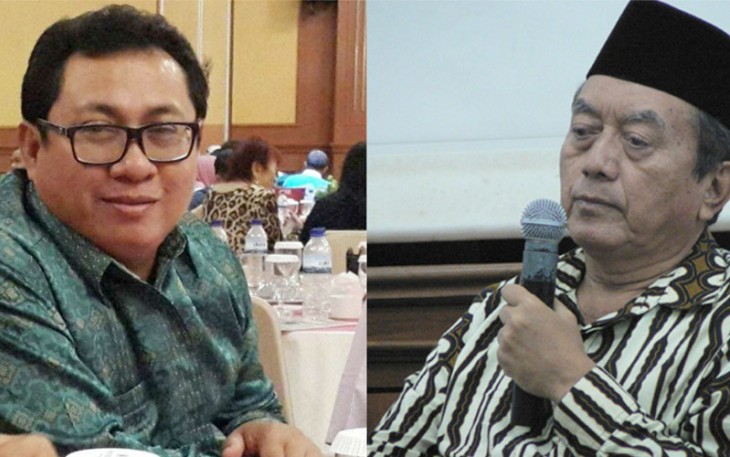 Ketua SMSI Pusat Firdaus (Kiri) dan Ketua Pengurus Pusat Dewan Masjid Indonesia (PP DMI) bidang Kerja sama Antara Lembaga dan Luar Negeri M Natsir Zubaidi