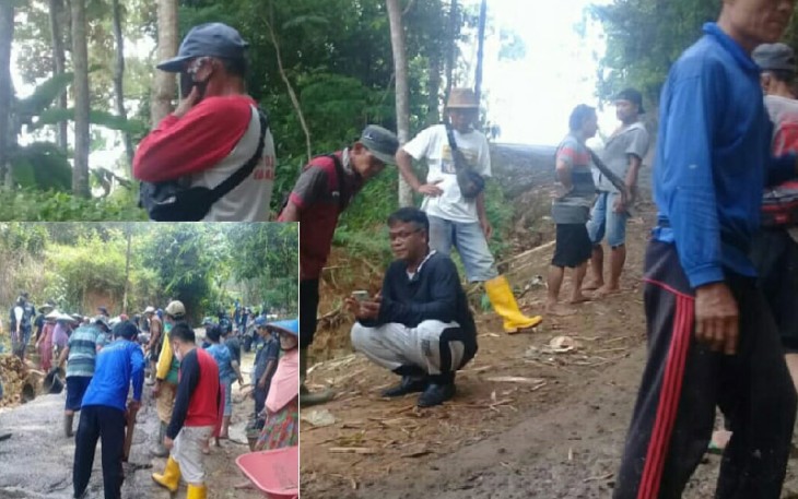 Warga Gotong Royong Bangun Jalan Penghubung Desa Kirisik dan Desa Cimungkal 