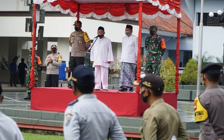 Apel Siaga Peningkatan Disiplin Protokol Kesehatan di halaman kantor Pemkot Pekalongan, Sabtu (5/12/2020).