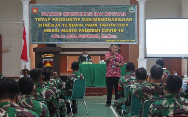 Pakar komunikasi dan motivasi nasional Dr. Drs. Aqua Dwipayana, M.I.Kom diagendakan mengunjungi Markas Kodim 0728/Wonogiri