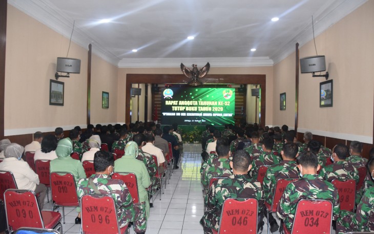 Bertempat di Aula Makorem 073/Makutarama jalan Diponegoro No. 28 Salatiga, Jawa Tengah, telah dilaksanakan rapat anggota tahunan (RAT) ke-52 tutup buku tahun 2020 Primkop Kartika C.01 Makutarama. Senin (22/2/2021).