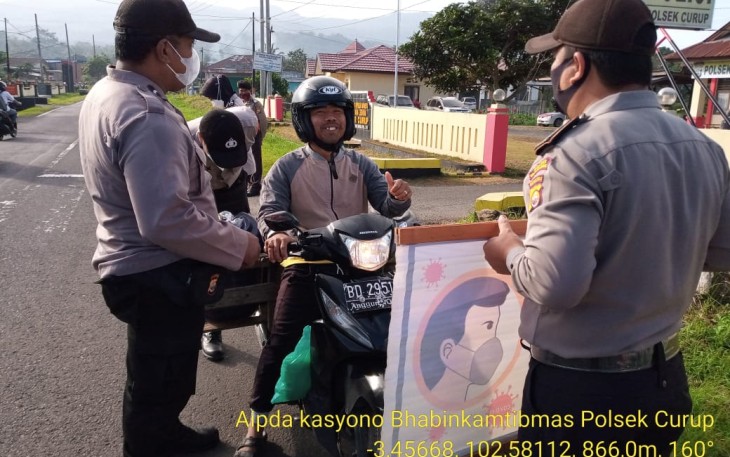 Polsek Curup Gelar Razia Masker dan Sosialisasikan Prokes Covid-19
