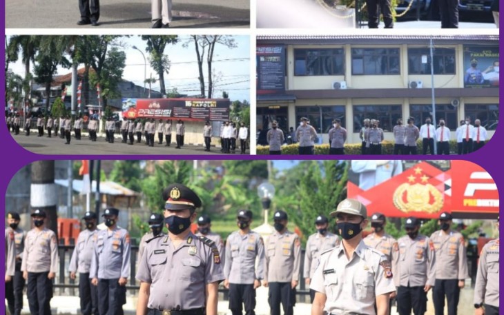Polres Garut Gelar Apel Pagi dan Korp Raport Kenaikan Pangkat