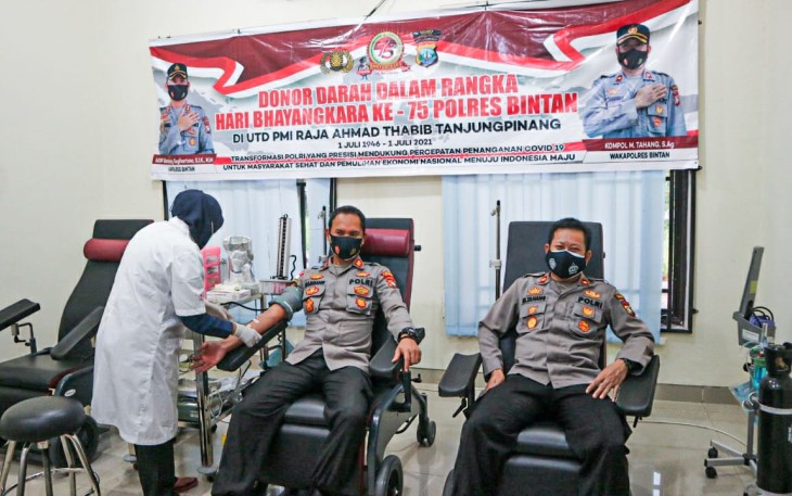 Kapolres Bintan Beserta Anggota Laksanakan Donor Darah di ke PMI