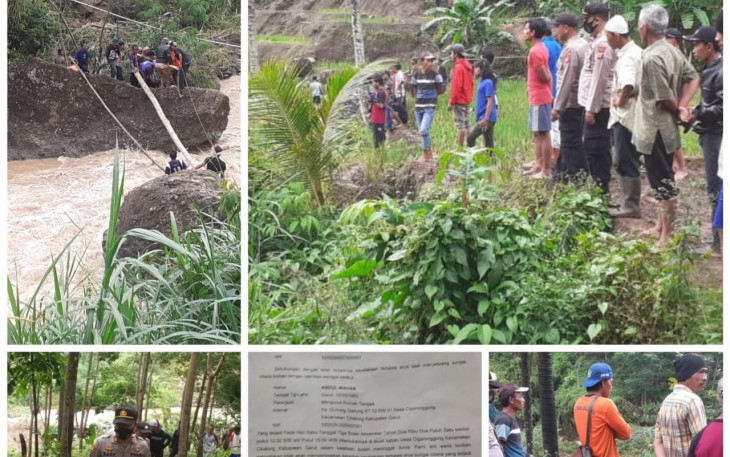 Kapolsek Cibalong Pimpin Langsung Evakuasi Korban Laka Hanyut Terbawa Arus Sungai