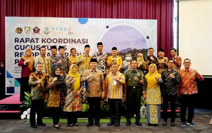 Gubernur Bengkulu Rohidin Mersyah saat membuka Rapat Koordinasi Gugus Tugas Reforma Agraria Provinsi Bengkulu 2022 di Santika Hotel, Kamis (16/6/2022).