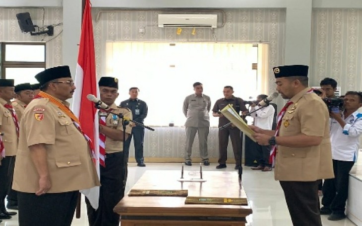Ketua Kwarda 03 Gerakan Pramuka Audy Joinaldy melantik Mabicab dan Kwarcab 0308 Gerakan Pramuka Kabupaten Pasaman masa bakti 2022-2027