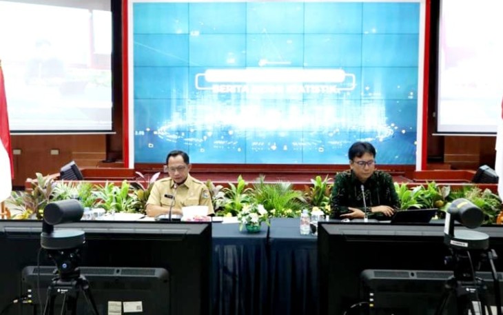 Mendagri saat menghadiri penyampaian Rilis Berita Resmi Statistik di Kantor BPS, Jakarta, Senin (3/10/2022). 