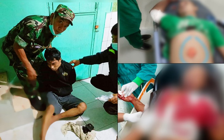 Pelaku Penusukan (Kiri) saat dibekuk Babinsa Koramil 04/Cengkareng