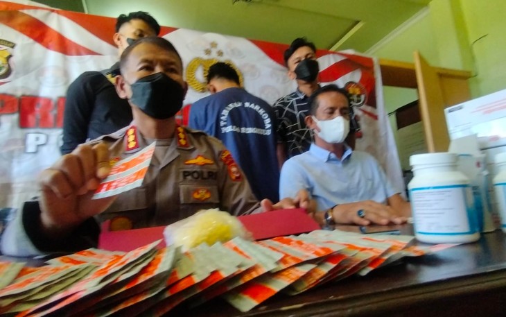 konferensi pers, Selasa (15/02/2022) di ruang press room Bid Humas Polda Bengkulu