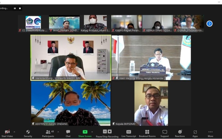 Rapat dinas Via Zoom Meeting, oleh Wali Kota dan Wakil Wali Kota Bitung
