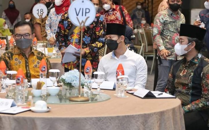 Bupati Trenggalek, Mochamad Nur Arifin, saat menghadiri sosialisasi RAN PASTI Provinsi Jawa Timur di Vasa Hotel Surabaya, Rabu (2/3/2022)