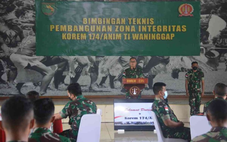 Sambutan Danrem 174/Merauke dalam acara Bimtek Zona Integritas di Makorem 174/Merauke. Jum'at (22/4/2022)