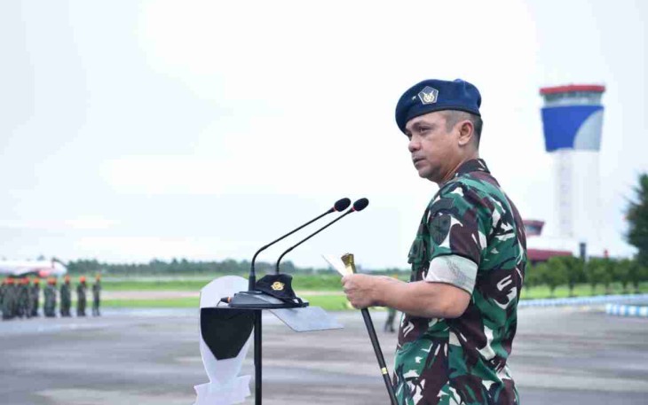Danlanud Supadio saat memberikan arahan apel khusus. Senin (9/05/2022)