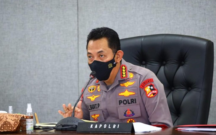 Kapolri saat sampaikan penanganan PMK dan berkoordinasi dengan Kementan di Jakarta. Rabu (11/05/2022) 