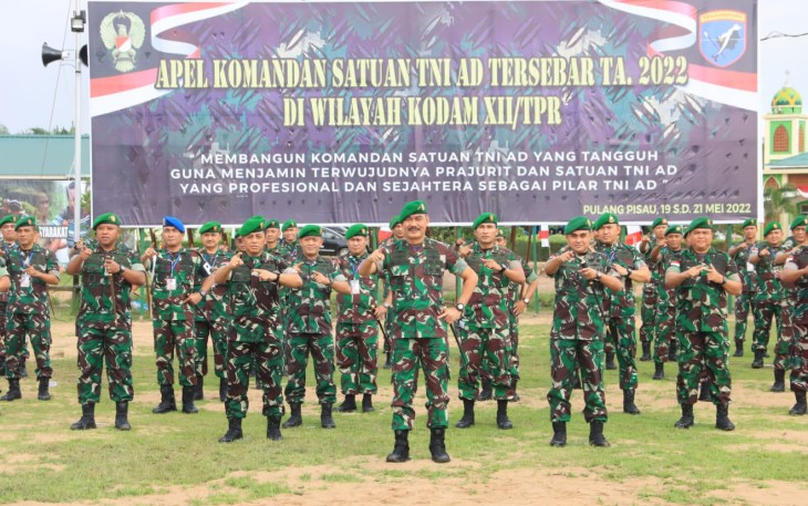 Apel Komandan Satuan (AKS) Tersebar Kodam XII/Tanjungpura Tahun 2022, di PT. MKM, Pulang Pisau, Kalimantan Tengah, Jumat (20/5/2022)