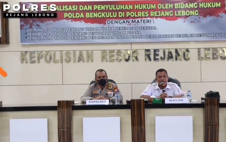 Sosialisasi Hukum/Penyuluhan Hukum bagi anggota, di aula Wirapratama Polres Rejang Lebong, Rabu (26/05/2022).
